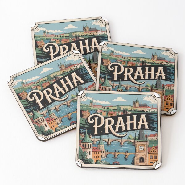 Item preview, Classic "Praha" – Vintage Prague Souvenir with Iconic Landmarks designed and sold by Zibis09.