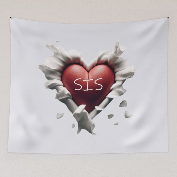 Item preview, Heart with "SIS" text, wrapped in torn white paper designed and sold by hardingcarl2.