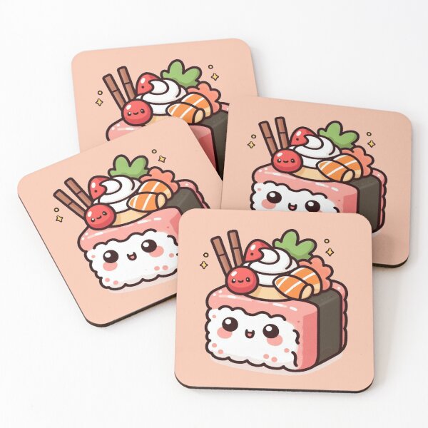 Item preview,  kawaii sushi with smiling face designed and sold by Nimkaew.