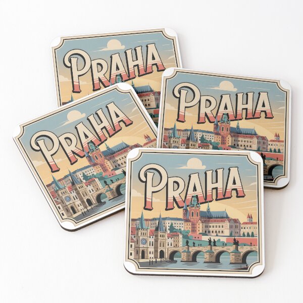 Item preview, Classic "Praha" – Vintage Prague Souvenir with Iconic Landmarks designed and sold by Zibis09.