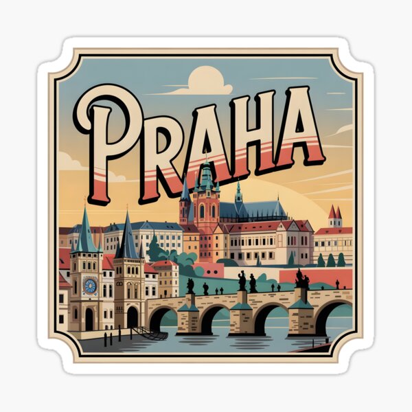 Artikel-Vorschau von Klassisches „Praha“ – Vintage-Prag-Souvenir mit ikonischen Sehenswürdigkeiten, designt und verkauft von Zibis09.
