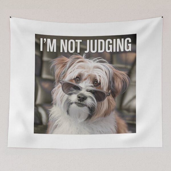 Item preview, Cool Dog With Shades – “I’m Not Judging” Funny Pet Meme designed and sold by fusiondesignsstudio.