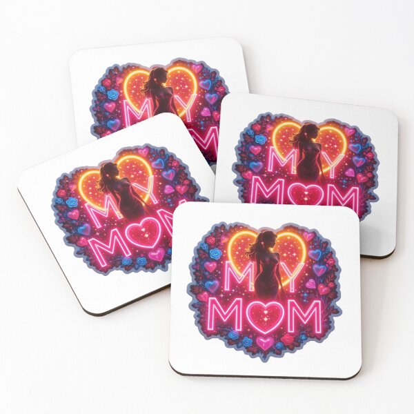 Item preview, Neon Hearts MY MOM Sticker – Mother’s Day Falcon-Frequency Drop-Amalgramation Perfect Gift designed and sold by Imaginarium of Chaos falcon88 .