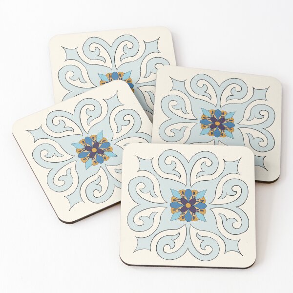 Item preview, Blue Ornamental Floral Tile designed and sold by hesomagari.