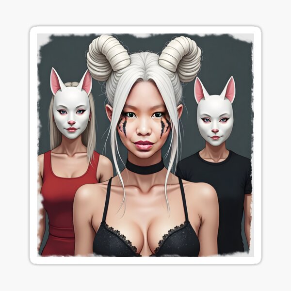 Item preview, Cute Thai Cat Girl with Horns and Cat Masks designed and sold by Huskyyy Designs.