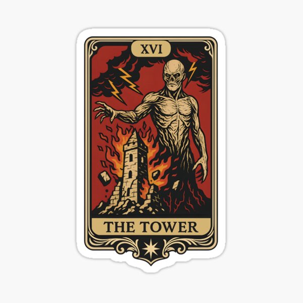Item preview, Vecna Tarot Card Shirt – The Tower | Dark Stranger Things Fan Art | High-Quality Clean Vector Design designed and sold by WAUZ.
