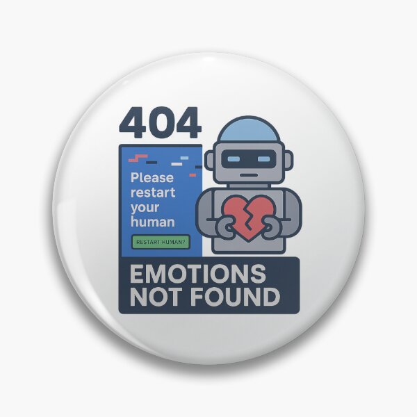 Artikelvorschau, 404 Emotionen nicht gefunden – Lustiges KI-Roboter-Tech-Glitch-Humor-Design entworfen und verkauft von DJCApparel.