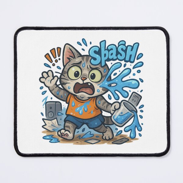 Item preview, Funny Wet Cat Cartoon – Splash Disaster Moment designed and sold by 奇0904.