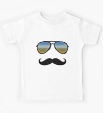 Aviator Sunglasses and Handlebar Mustache Kids Tee