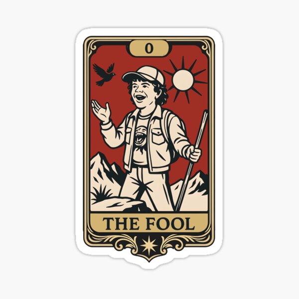Item preview, Dustin Tarot Card Shirt – The Fool | Whimsical Stranger Things Fan Art | Vintage Clean Vector Design designed and sold by WAUZ.