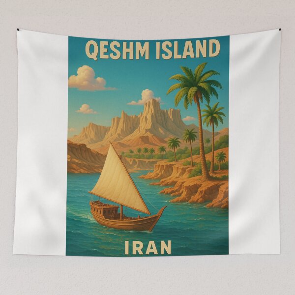 Item preview, Qeshm Island Iran with Sailboat and Palm-Lined Coast designed and sold by Places On Earth.
