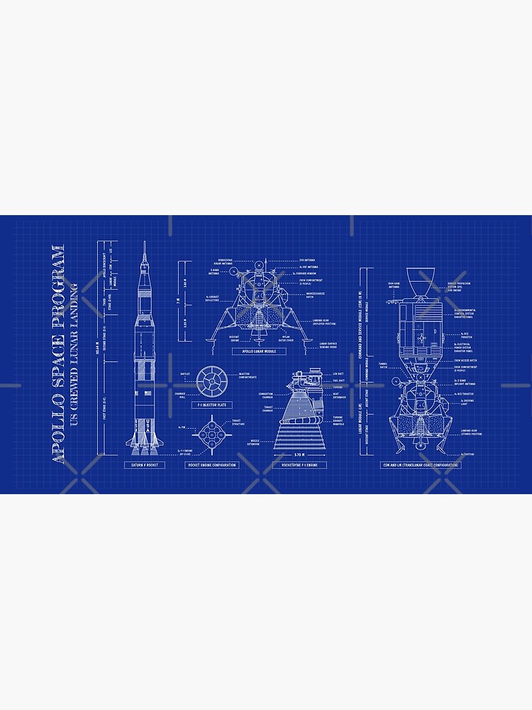 Thumbnail 5 of 5, Mouse Pad, Apollo Program (Blueprint) designed and sold by BGALAXY.