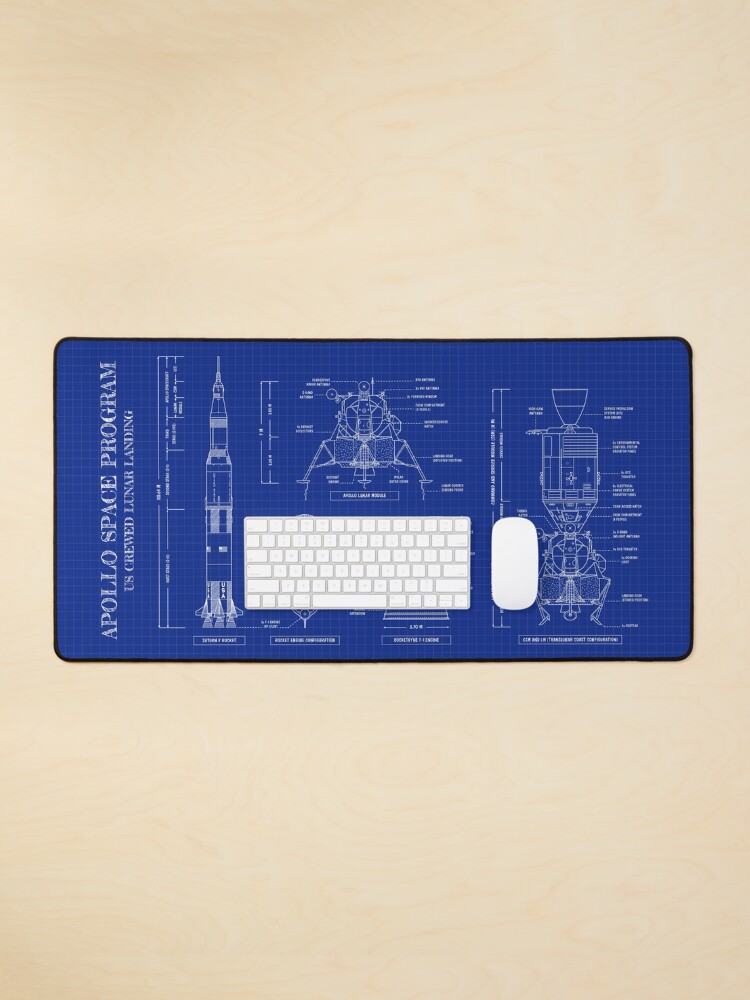 Thumbnail 1 of 5, Mouse Pad, Apollo Program (Blueprint) designed and sold by BGALAXY.