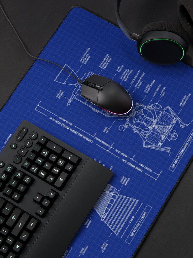 Thumbnail 4 of 5, Mouse Pad, Apollo Program (Blueprint) designed and sold by BGALAXY.