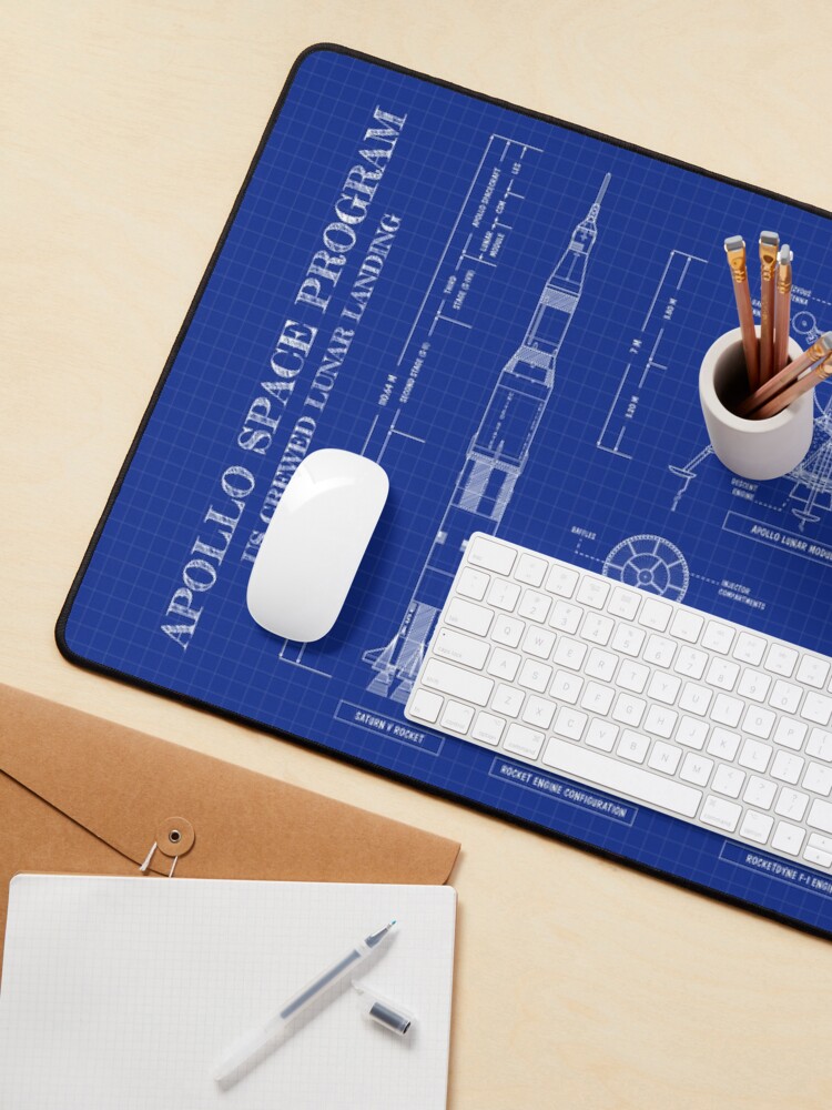 Thumbnail 3 of 5, Mouse Pad, Apollo Program (Blueprint) designed and sold by BGALAXY.