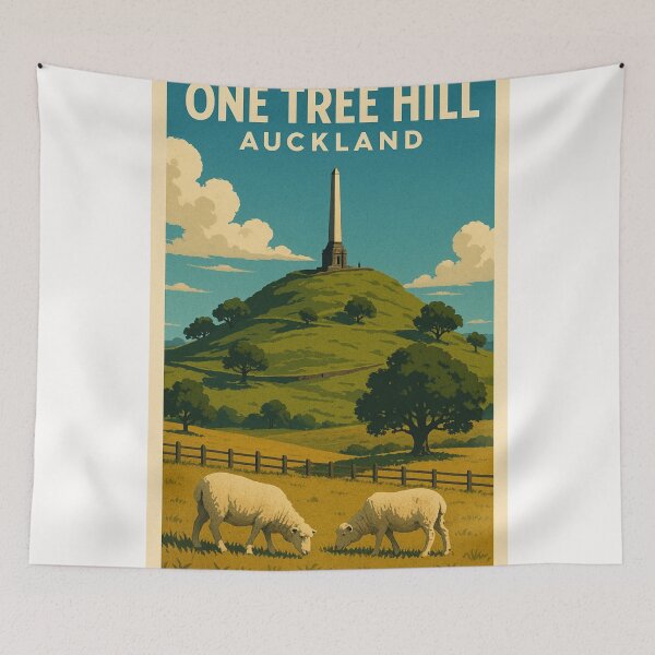 Item preview, One Tree Hill Auckland with Sheep and Countryside Landscape designed and sold by Places On Earth.
