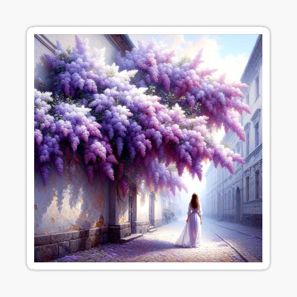 Item preview, Lilac Wispers – Dreamy Floral Street Scene designed and sold by Okmanoo.
