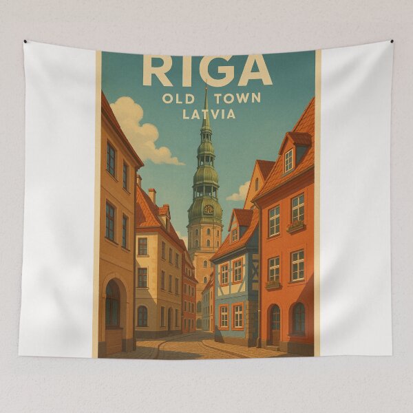 Item preview, Riga Old Town Latvia with St. Peter’s Church Spire designed and sold by Places On Earth.