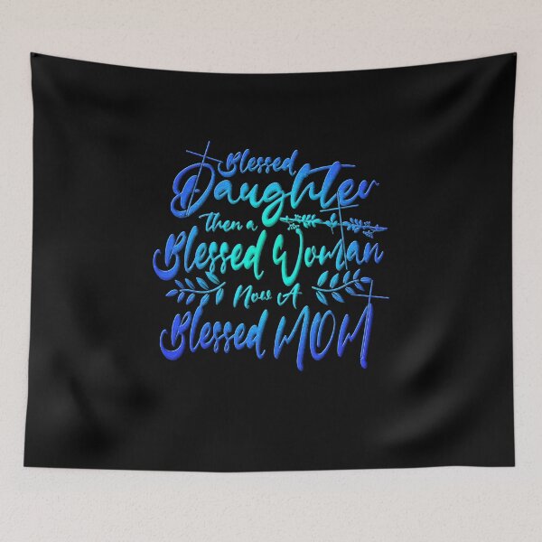 Item preview, Blessed Daughter to Blessed Mom – Christian Typography & cross symbol Mothers day cool blue green Design designed and sold by ZechJohnRB.
