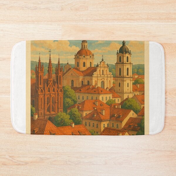 Item preview, Vilnius Lithuania Old Town Rooftop View designed and sold by Places On Earth.