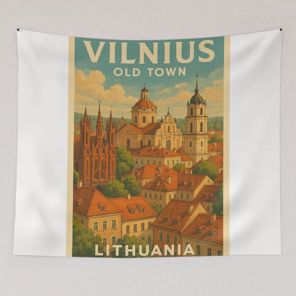 Item preview, Vilnius Lithuania Old Town Rooftop View designed and sold by Places On Earth.