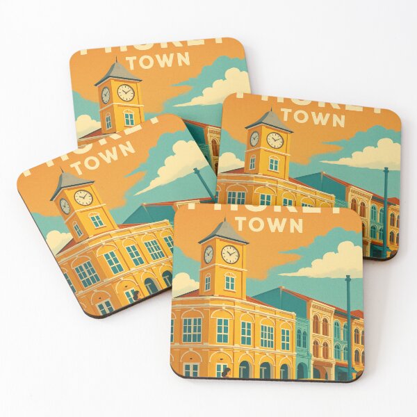 Item preview, Old Phuket Town Thailand with Clock Tower and Colorful Shophouses designed and sold by Places On Earth.