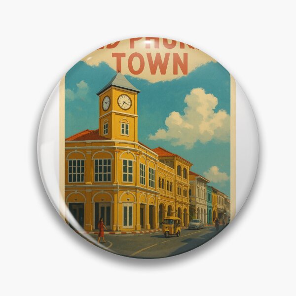 Item preview, Phuket Old Town Street with Clock Tower and Tuk-Tuk designed and sold by Places On Earth.