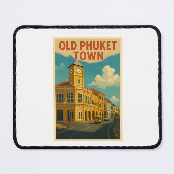Item preview, Phuket Old Town Street with Clock Tower and Tuk-Tuk designed and sold by Places On Earth.