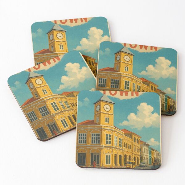 Item preview, Phuket Old Town Street with Clock Tower and Tuk-Tuk designed and sold by Places On Earth.