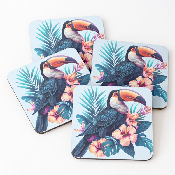 Item preview, Summer mesmerizing tropical flowers and a bird designed and sold by MoonCatLab.