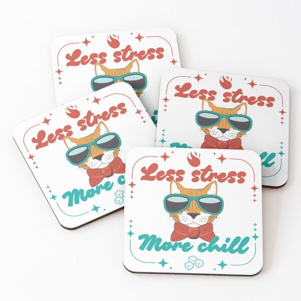 Item preview, Less Stress More Chill – Cool Cat Design designed and sold by Ink on Thread.