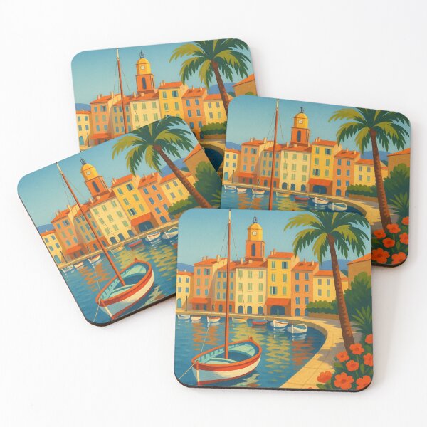 Item preview, Colorful Waterfront in Saint-Tropez, France designed and sold by Places On Earth.