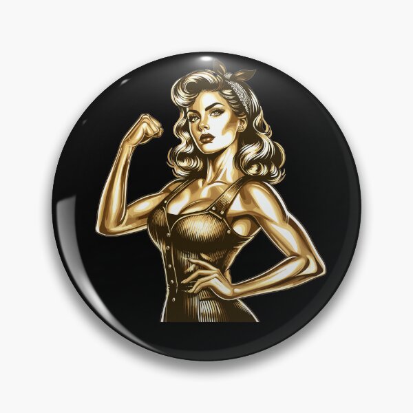 Item preview, Strong cool woman rockabilly style gold gift designed and sold by Pineapple-Tree.