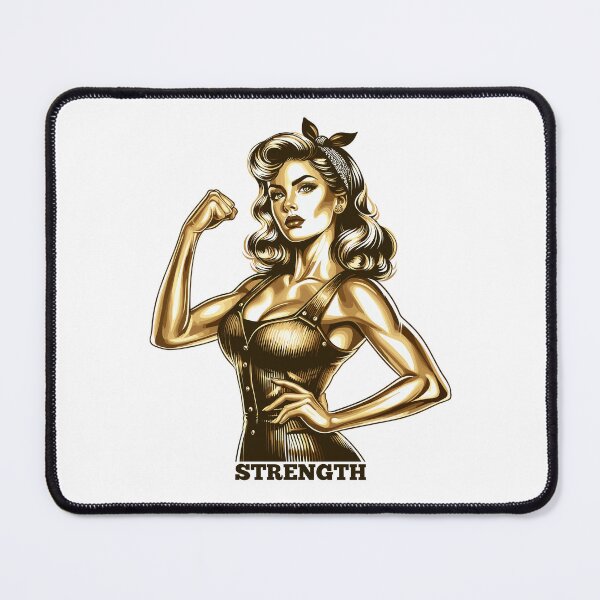 Item preview, Strength strong woman Rockabilly style gold gift designed and sold by Pineapple-Tree.