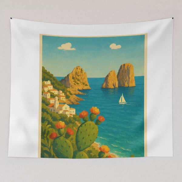 Item preview, Capri Coastline with Faraglioni Rocks and Cactus designed and sold by Aryabek.