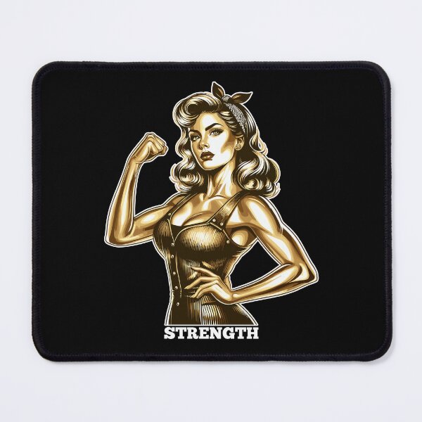 Item preview, Strength strong woman Rockabilly style gold gift designed and sold by Pineapple-Tree.