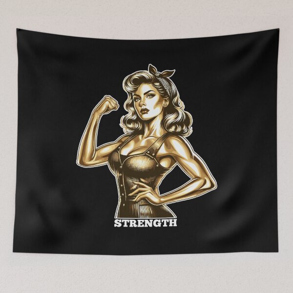 Item preview, Strength strong woman Rockabilly style gold gift designed and sold by Pineapple-Tree.