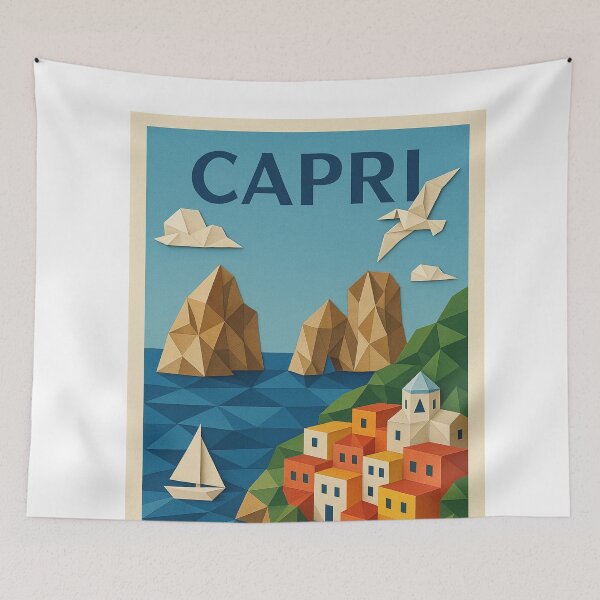 Item preview, Polygonal Capri with Faraglioni and Colorful Town designed and sold by Aryabek.