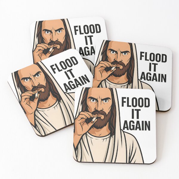 Item preview, “Flood It Again” Meme Shirt | Holy Chaos in Bold Vector Art | Funny Aesthetic Religious Parody Tee designed and sold by WAUZ.