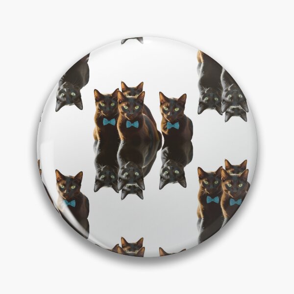 Item preview, Black cat with green eyes blue bowtie reflection  designed and sold by SharpDigiDesign.