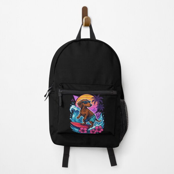 Item preview, Funny Dachshund Dog Surfer Wave Summer Retro designed and sold by TomFrontierArt.