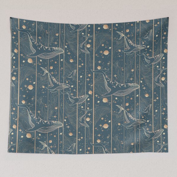 Item preview, Serenity_Streams_With_Whales-Blue designed and sold by JuneDao.