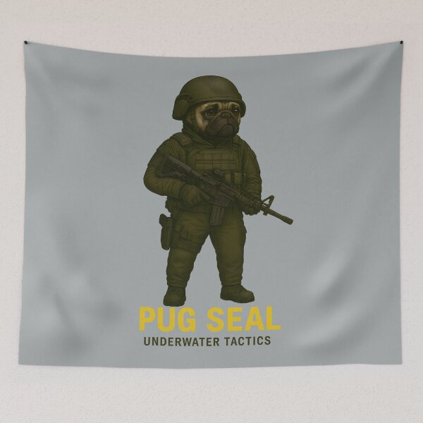Item preview, Tactical Pug SEAL – Funny Special Forces Dog Art designed and sold by MysticArtisan.