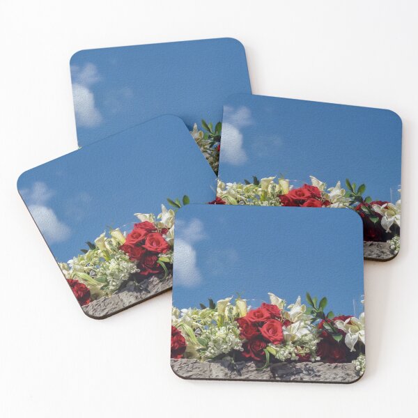 Item preview, Red and white flower bouquets on a wall designed and sold by Eckart Mayer Photography.