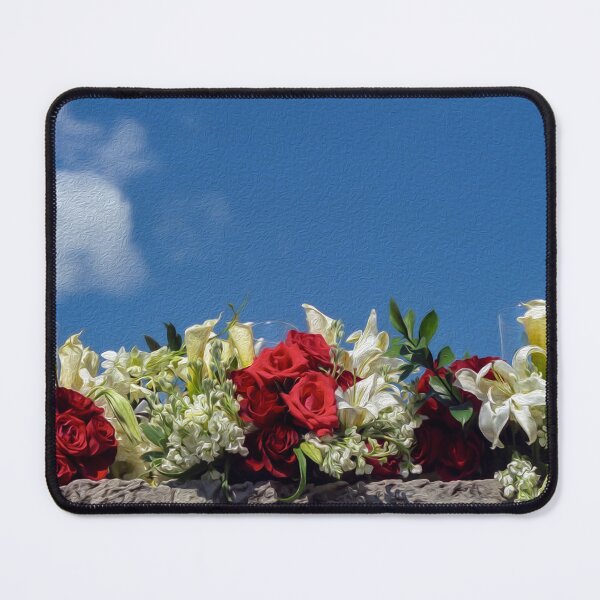 Item preview, Red and white flower bouquets on a wall designed and sold by Eckart Mayer Photography.