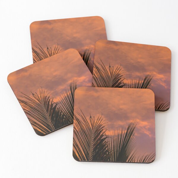 Item preview, Tropical orange evening sky with palm fronds designed and sold by Eckart Mayer Photography.