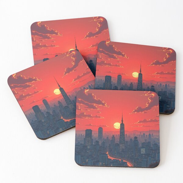 Item preview, Sunset Over Megacity - Futuristic Lofi Dream designed and sold by DreamCraze.