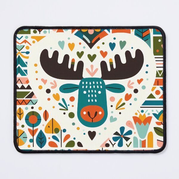 Item preview, Scandinavian Folk Art Cute Blue Moose Head Heart by heidiannemorris © designed and sold by FOLK ART FUSION by heidiannemorris.