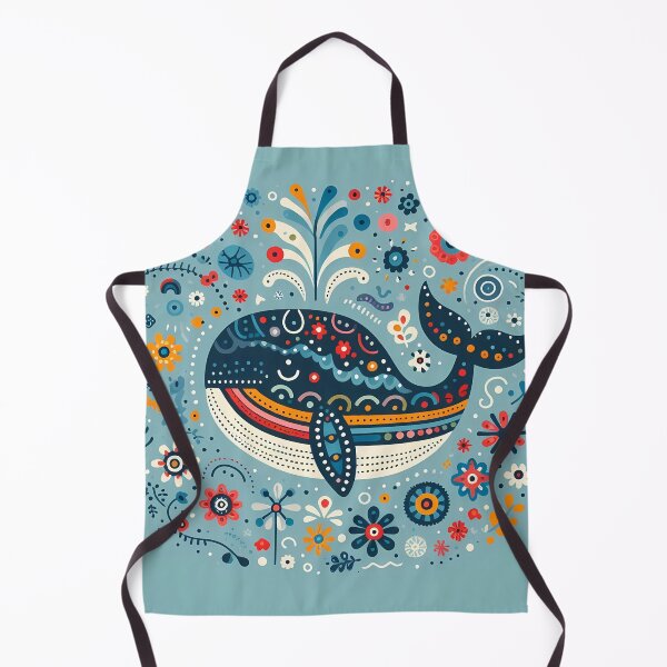 Artikelvorschau, Skandinavische Volkskunst Niedlicher gemusterter Blauwal von heidiannemorris © entworfen und verkauft von FOLK ART FUSION by heidiannemorris.