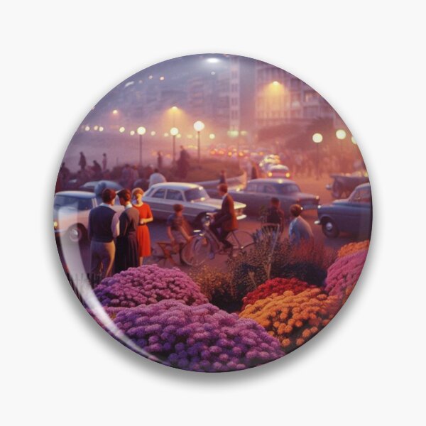 Item preview, 1960s East London Night – AI Colorful Artwork with Lilac and Orange Glow for Clothing and Accessories for City Lovers designed and sold by knalpot-design.